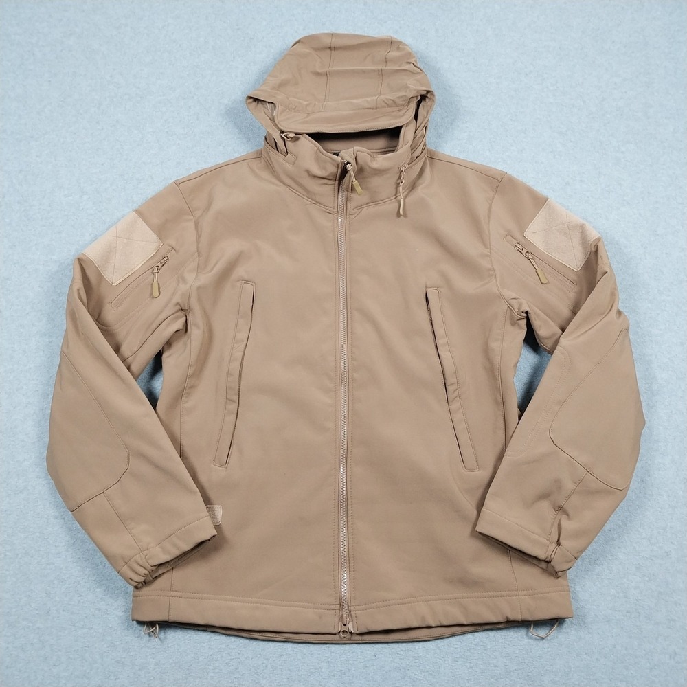 Condor Summit Soft Shell Jacket Mens Large Coyote Brown Tactical Hidden Hood USA